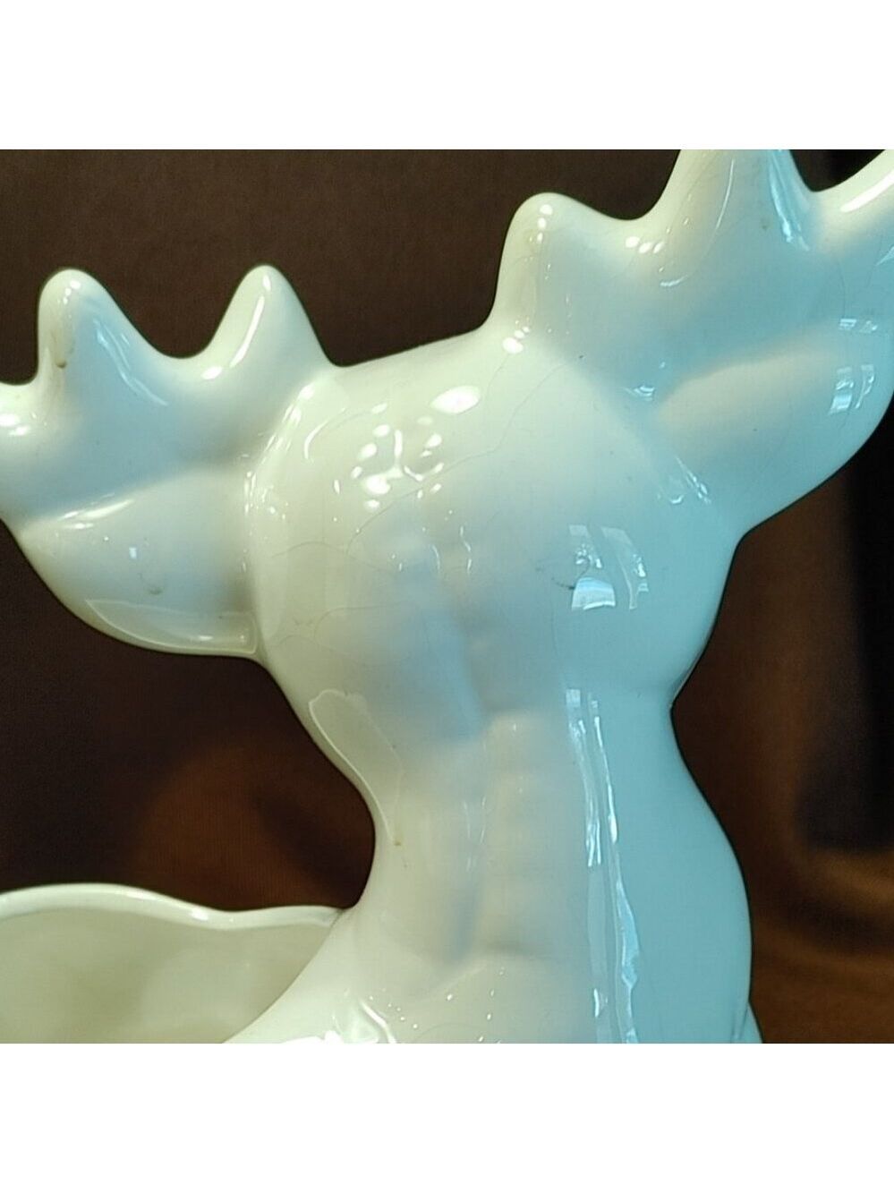 Vintage Ceramic Quilted White Deer Reindeer Planter Vase - Picture 6 of 10